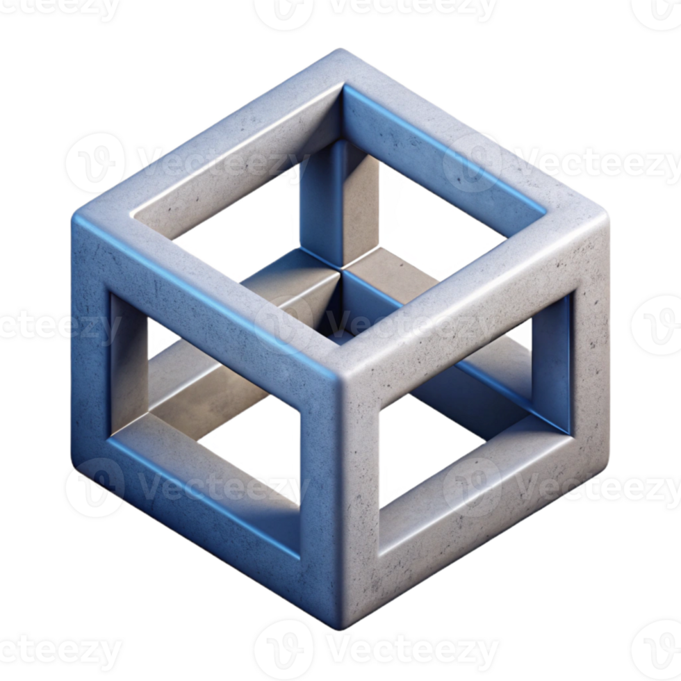 dramatic classic Isometric Cube Illusion Cutout on Transparent Background high resolution png