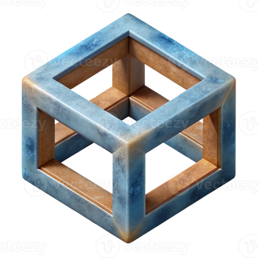 beautiful artistic Isometric Cube Illusion Cutout on Transparent Background premium png