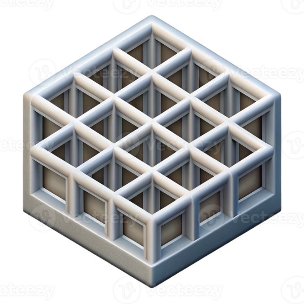 magnificent vintage Isometric Grid Pattern Depth Illusion Transparent Background professional png