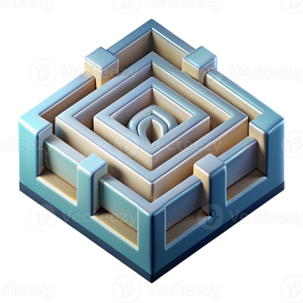 wonderful rustic Isometric Luminari Maze Isolated on Transparent Background professional png