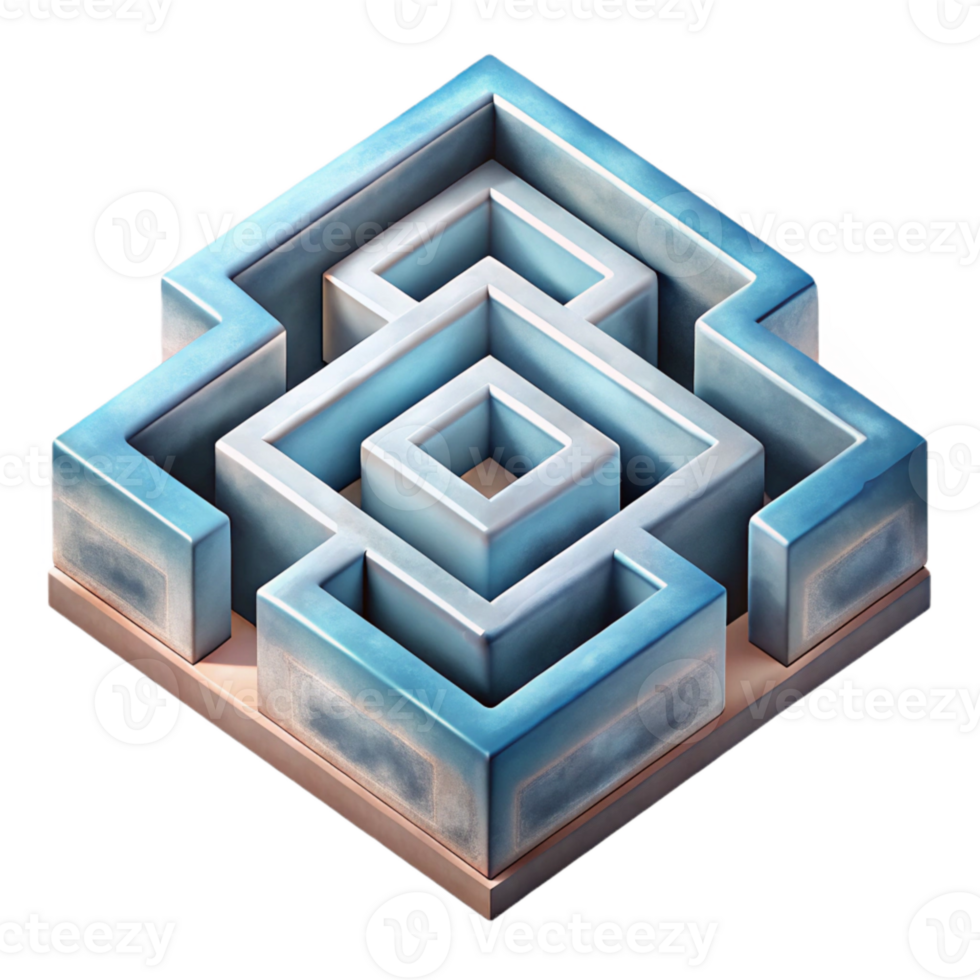 wonderful minimalist Isometric Luminari Maze Isolated on Transparent Background original png