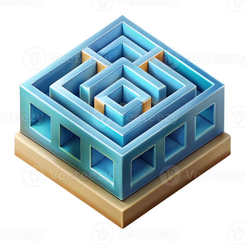 stunning modern Isometric Luminari Maze Isolated on Transparent Background high resolution png