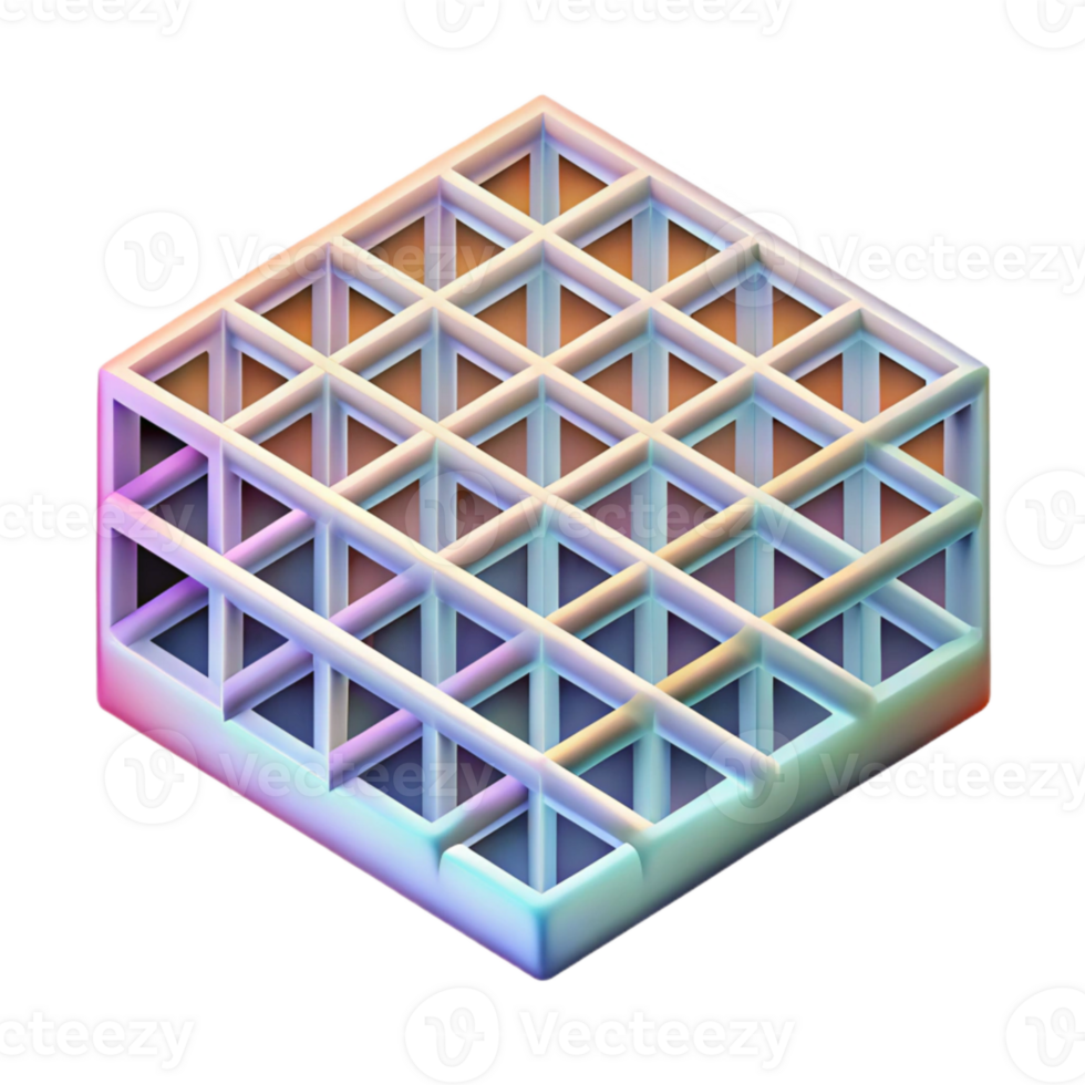 beautiful classic Isometric Spectral Grid Pattern Cutout Element high resolution png