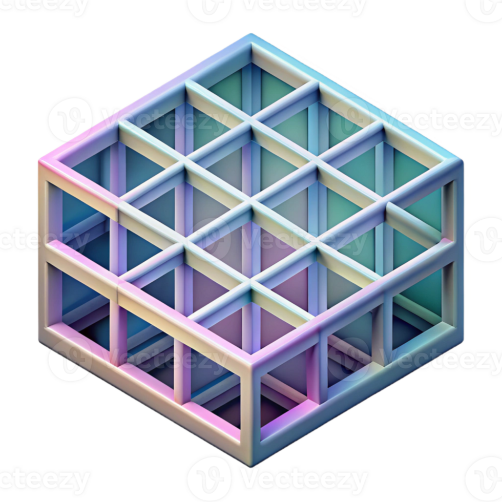 vibrant classic Isometric Spectral Grid Pattern Cutout Element high quality png
