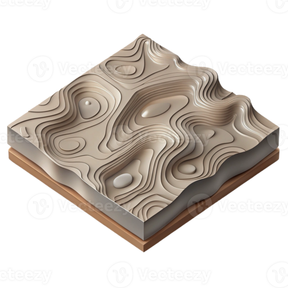 elegant minimalist Isometric Topographic Map Contours Transparent Background exclusive png