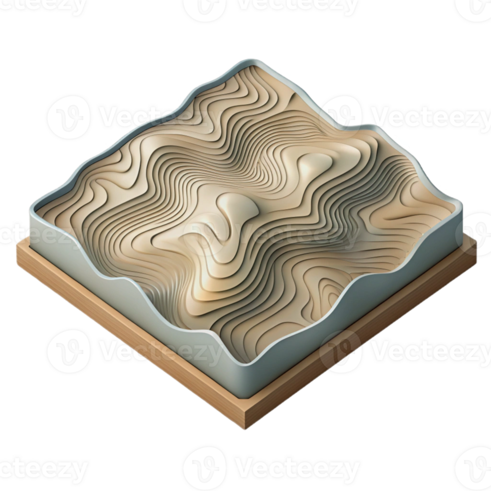 beautiful contemporary Isometric Topographic Map Contours Transparent Background detailed png