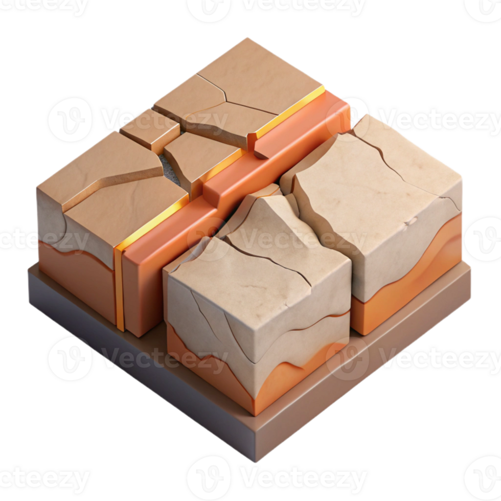 vibrant contemporary Isometric View of an Earthquake Fault Line Transparent Background original png