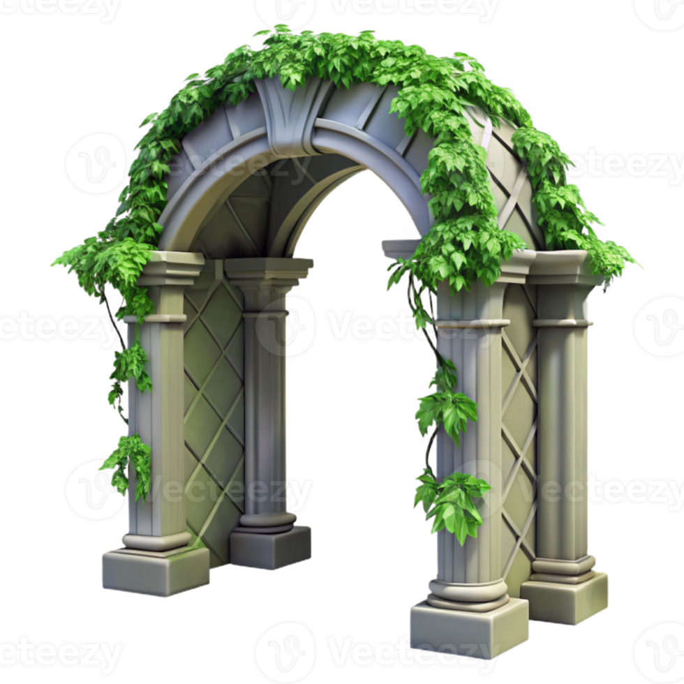 vibrant artistic Ivy Covered Archway Cutout Gothic Architecture genuine png