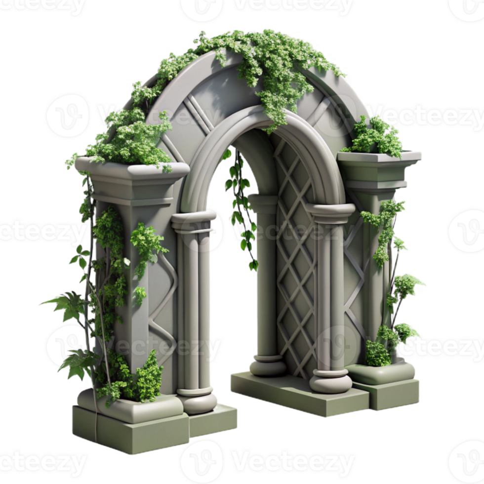 extraordinary vintage Ivy Covered Archway Cutout Gothic Architecture high quality png