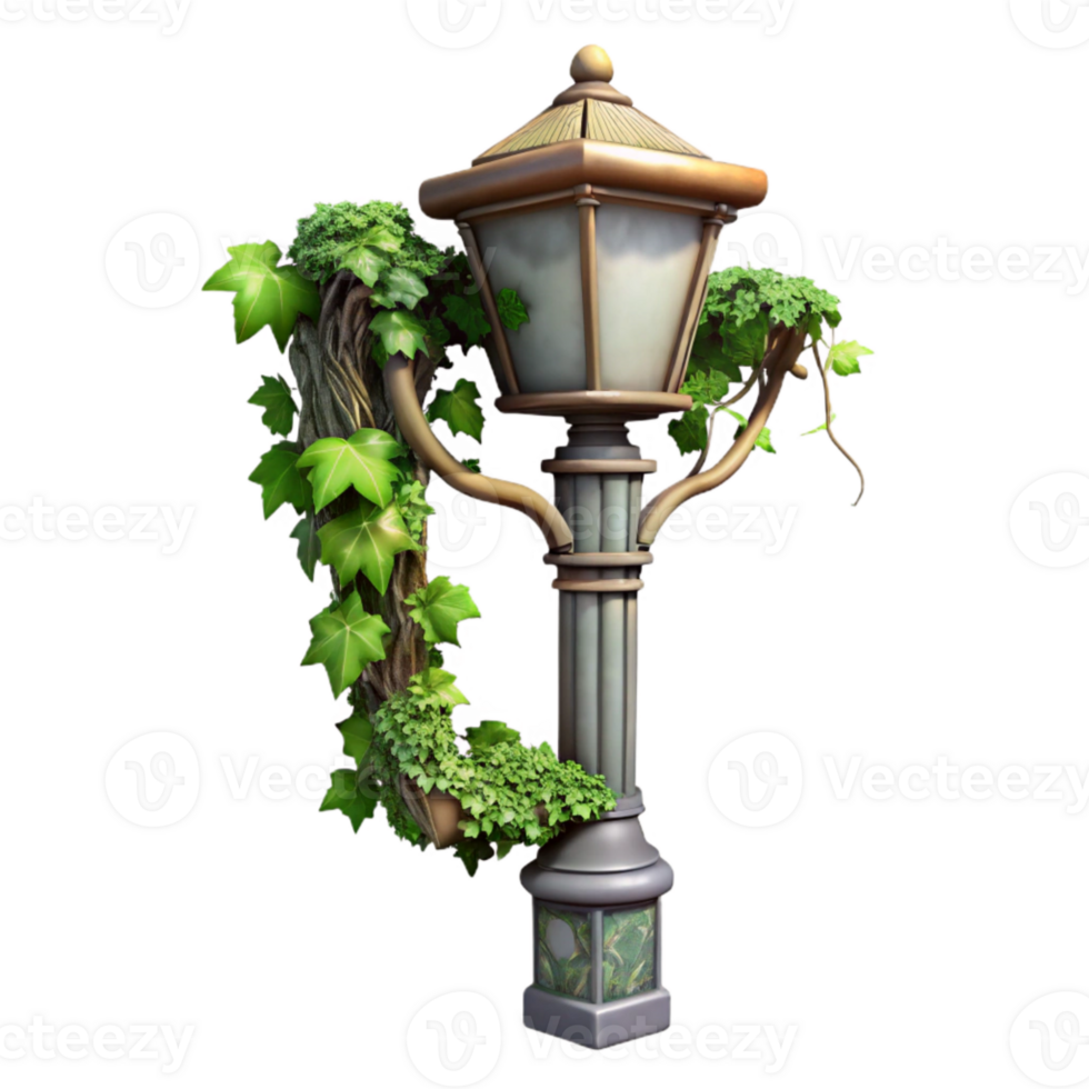 extraordinary vintage Ivy Covered Street Lamp Post Isolated Element high resolution png
