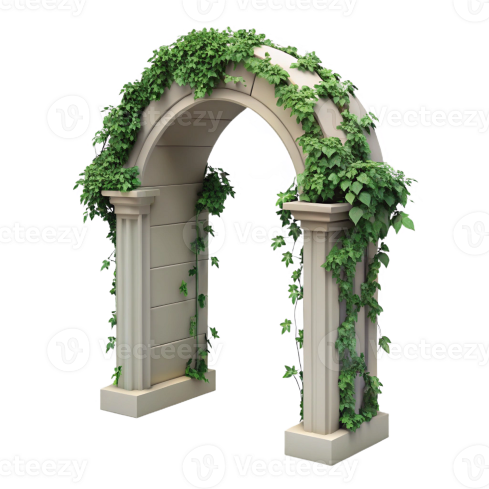 serene traditional Ivy Covered Archway Side View Isolated Cutout high quality png