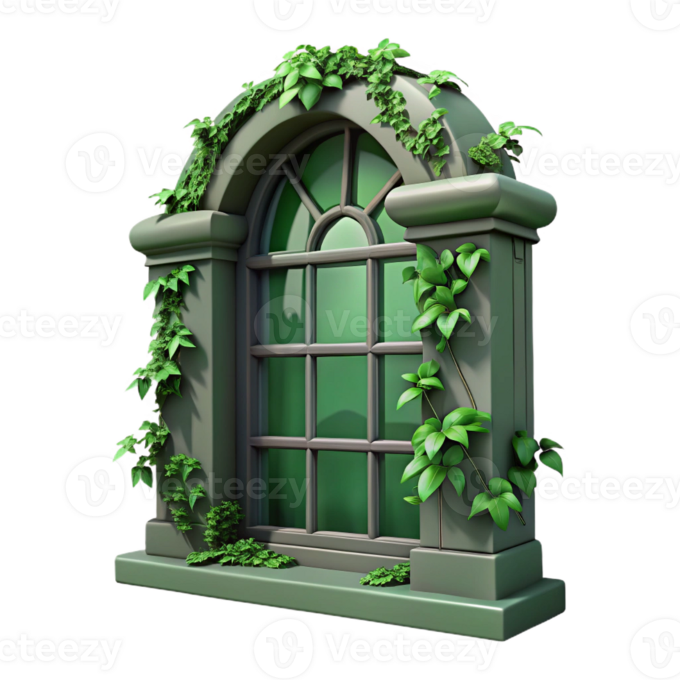 impressive minimalist Ivy Covered Window Frame Transparent Background Dark Green high resolution png