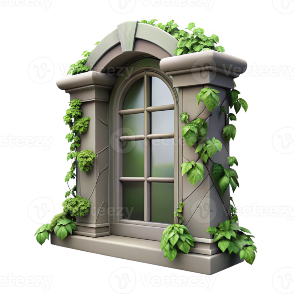 extraordinary contemporary Ivy Covered Window Frame Transparent Background Dark Green png