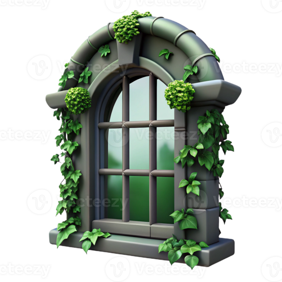 wonderful classic Ivy Covered Window Frame Transparent Background Dark Green high resolution png