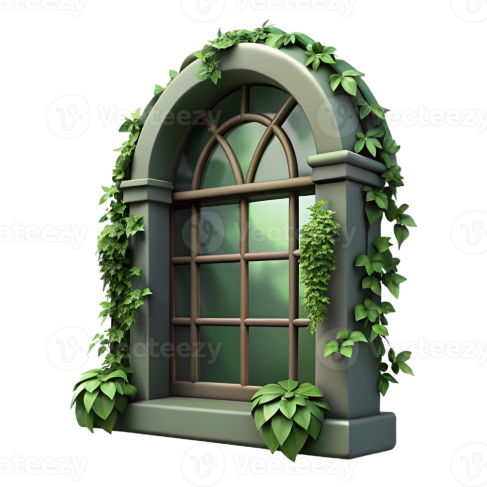 beautiful rustic Ivy Covered Window Frame Transparent Background Dark Green original png