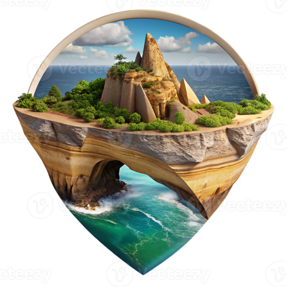 vibrant modern Kaleidoscope Coast Cutout Dramatic Cliffside View Transparent Background authentic png