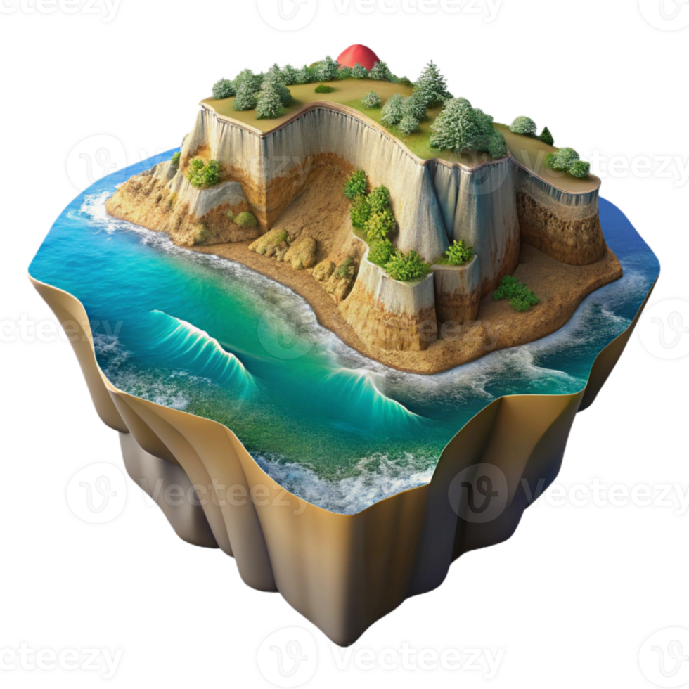 impressive modern Kaleidoscope Coast Cutout Dramatic Cliffside View Transparent Background high resolution png