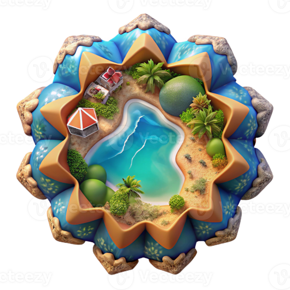 impressive minimalist Kaleidoscope Coast Cutout Dramatic Cliffside View Transparent Background high resolution png