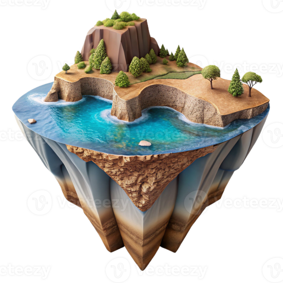 dramatic contemporary Kaleidoscope Coast Cutout Dramatic Cliffside View Transparent Background professional png