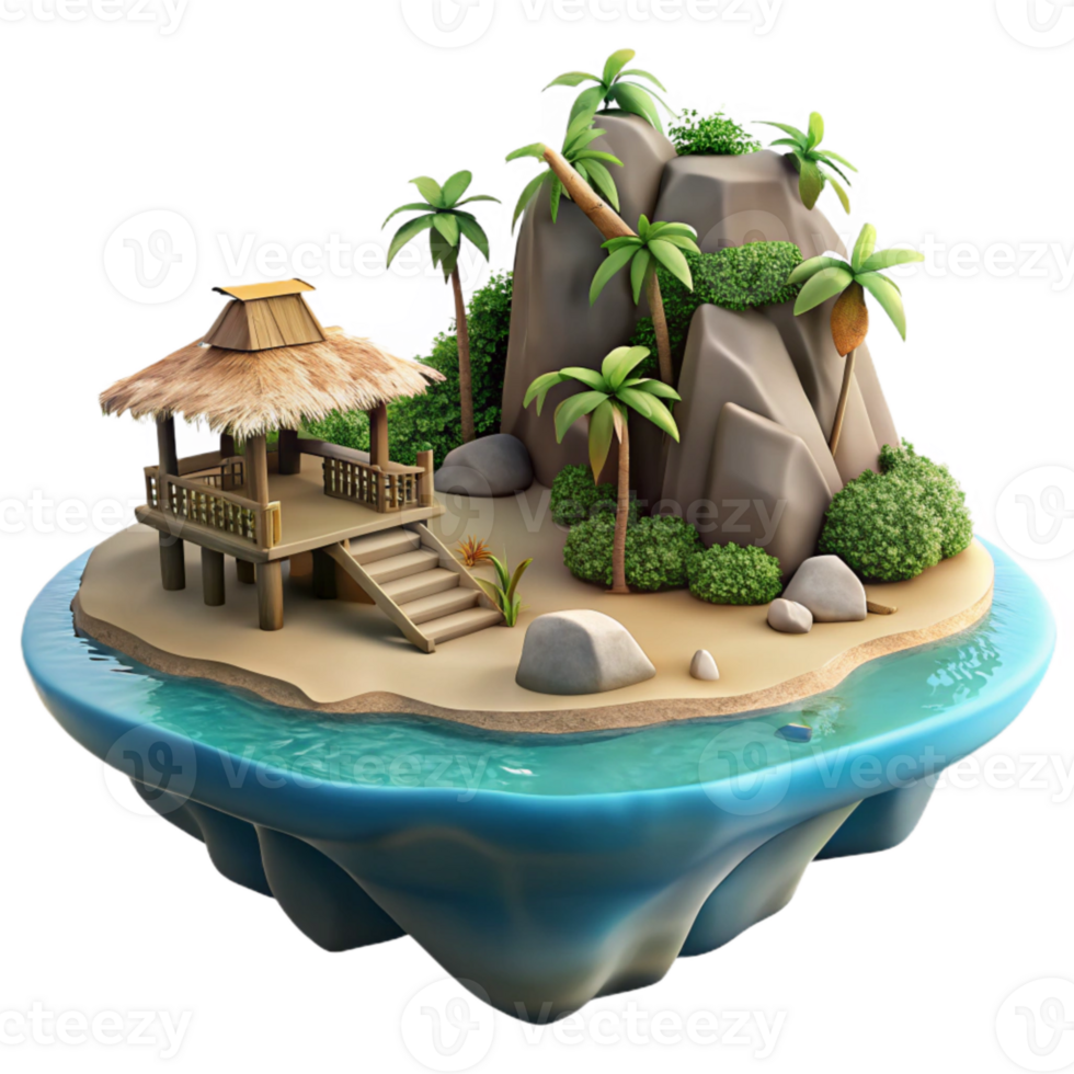 magnificent modern Lake Island Scenery Cutout Element professional png