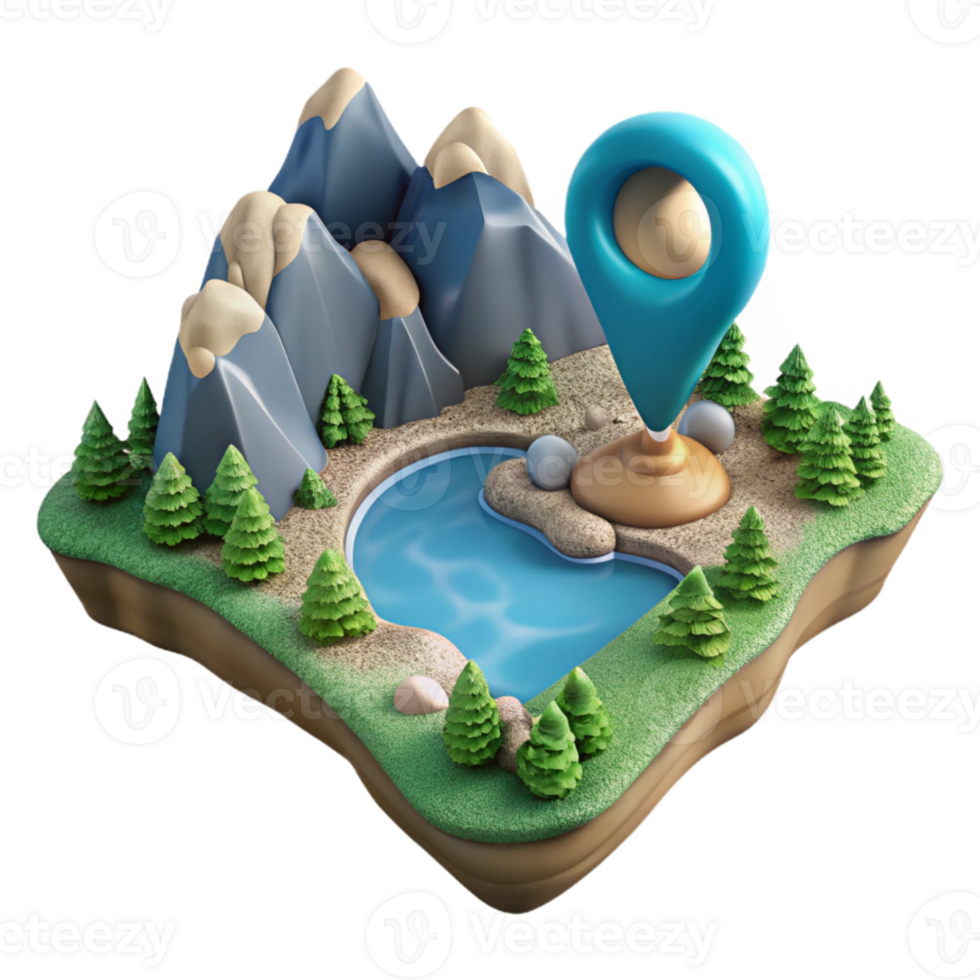beautiful minimalist Lake Island Scenery Cutout Element exclusive png