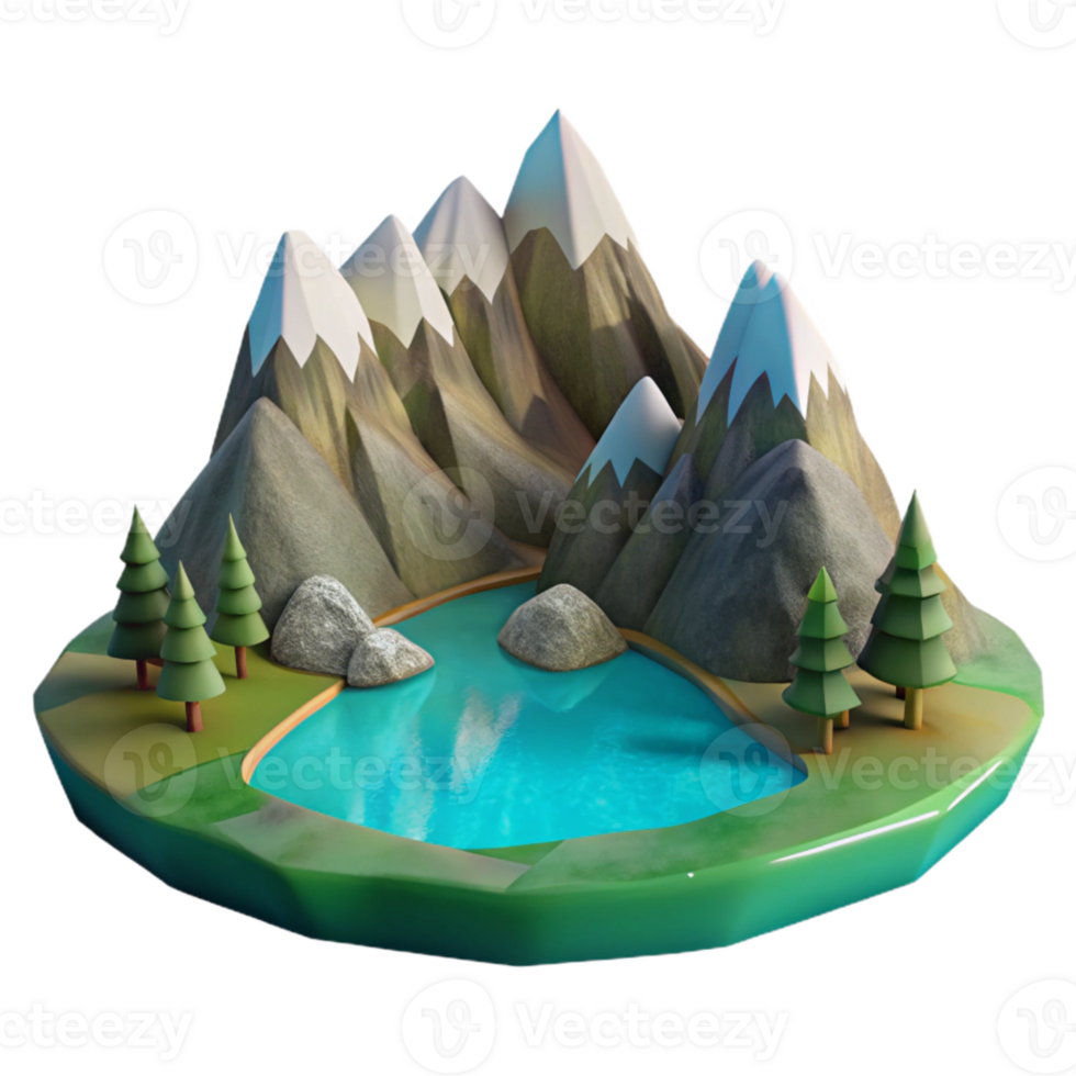 impressive rustic Lake with Mountain Backdrop Cutout png