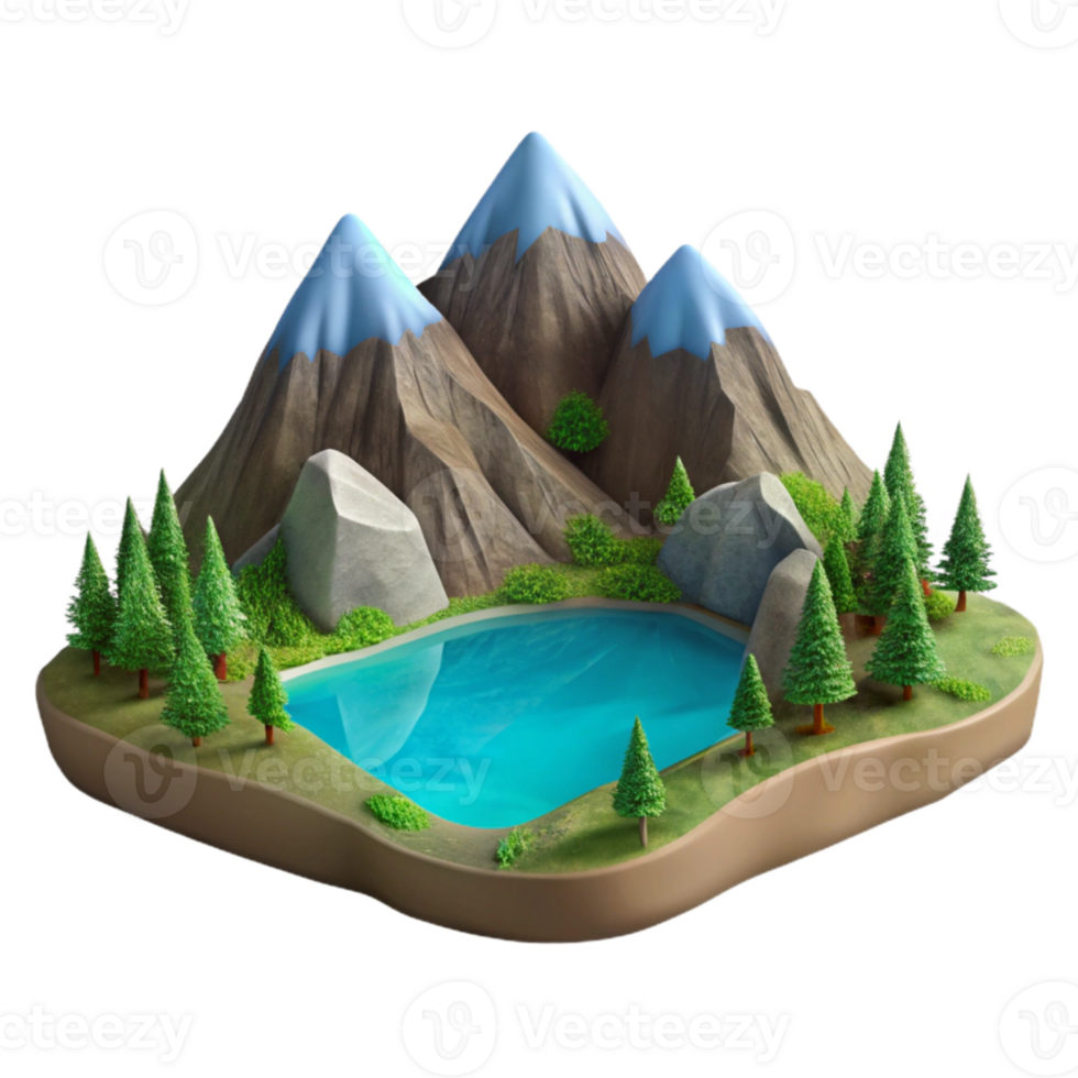 elegant rustic Lake with Mountain Backdrop Cutout high resolution png