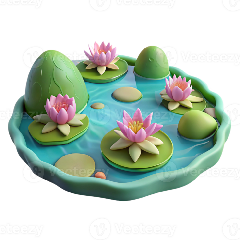 extraordinary contemporary Lake with Water Lilies Isolated on Transparent Background genuine png