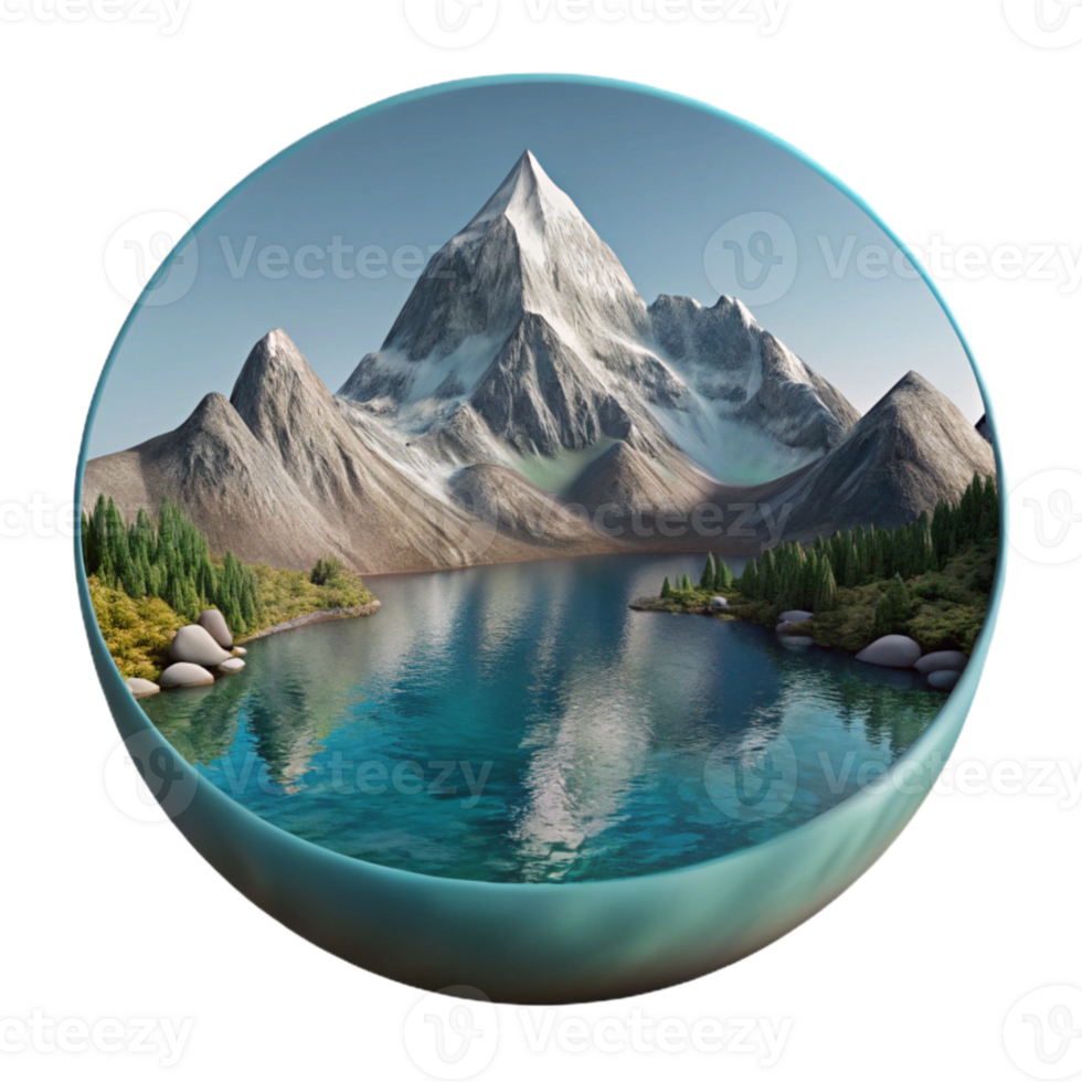 vibrant classic Lake with Mountain Reflection Transparent premium png