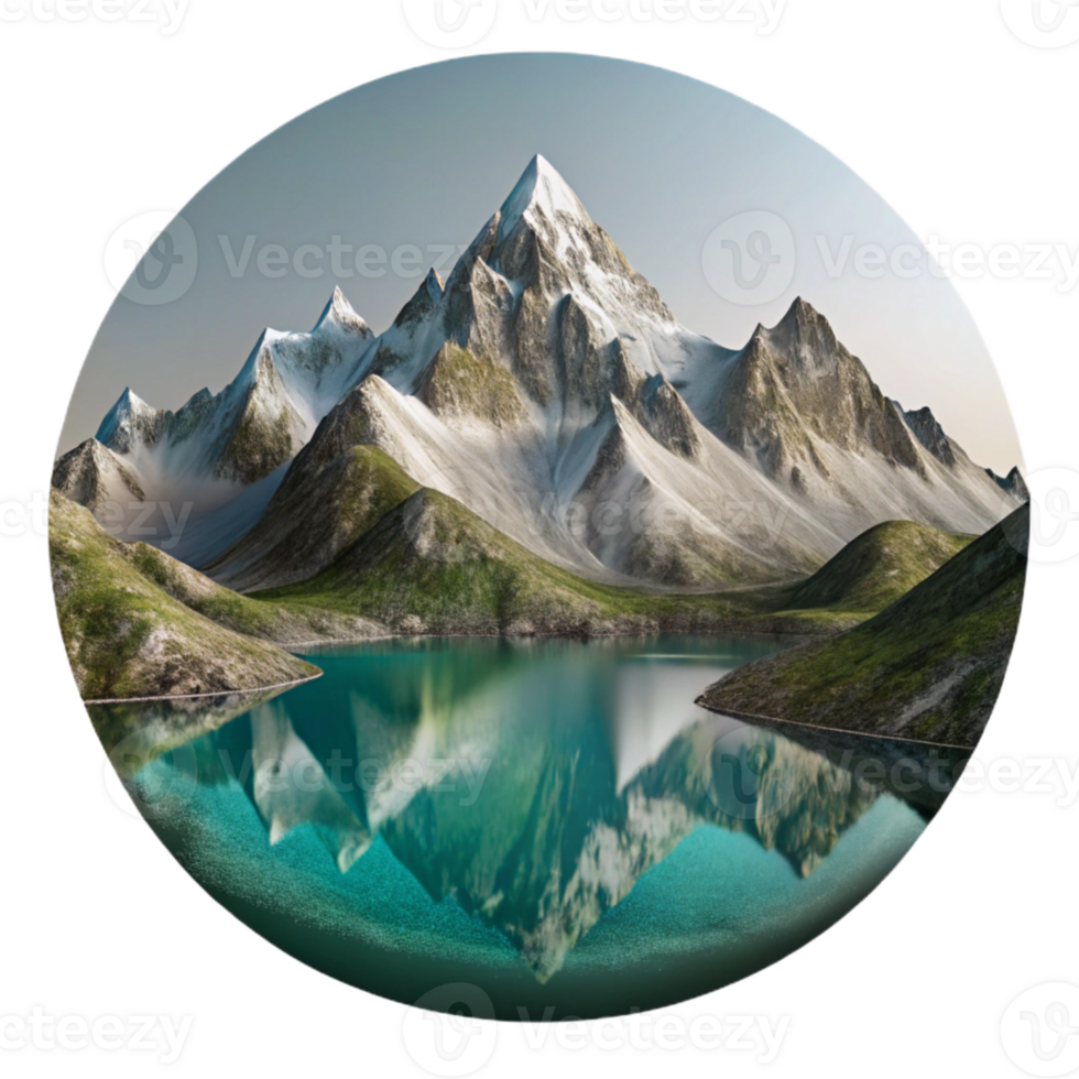 serene minimalist Lake with Mountain Reflection Transparent professional png