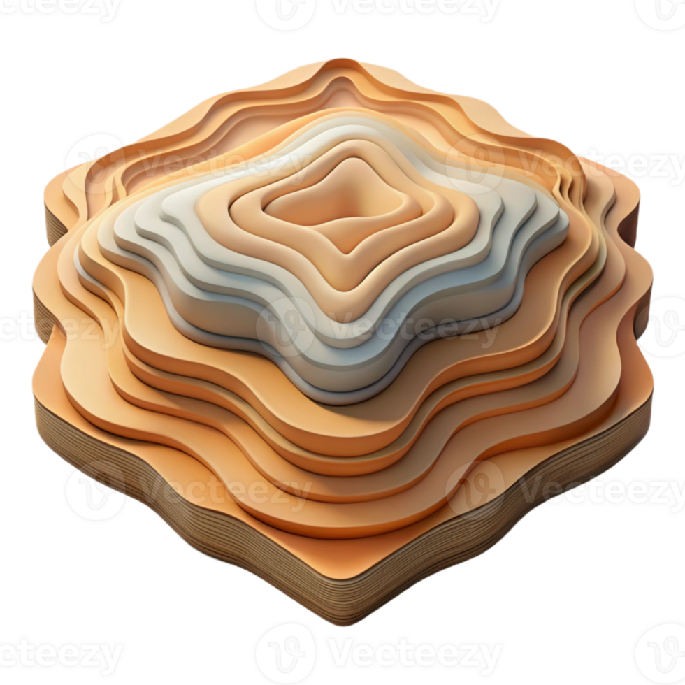 serene creative Layered Topographic Map Cutout Isolated Element detailed png