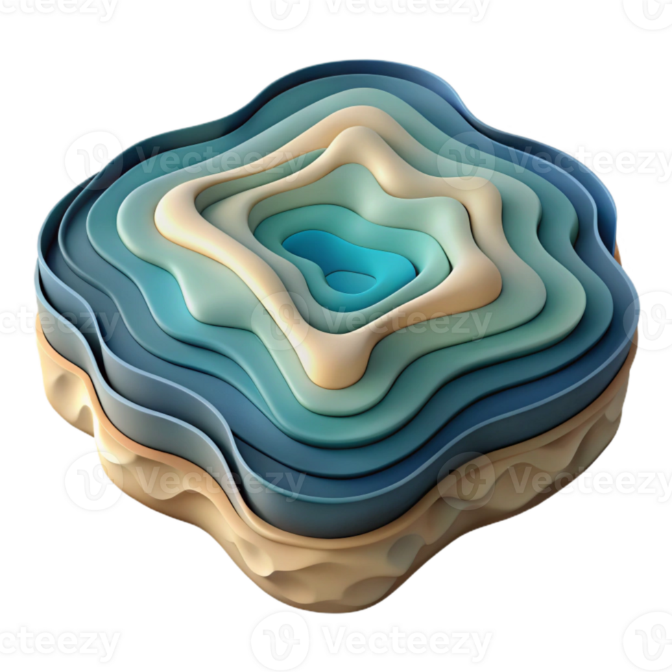stunning abstract Layered Topographic Map Cutout Isolated Element professional png