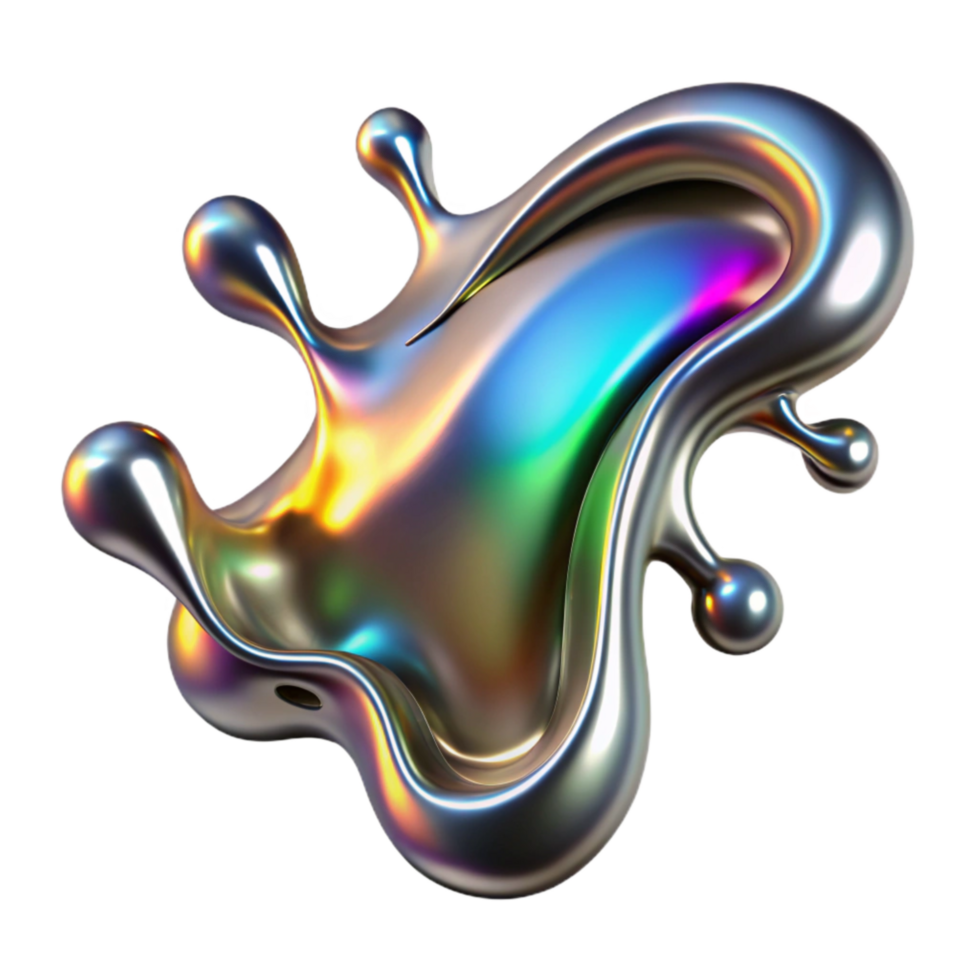 extraordinary minimalist Liquid Metal Splash Cutout on Transparent Background png