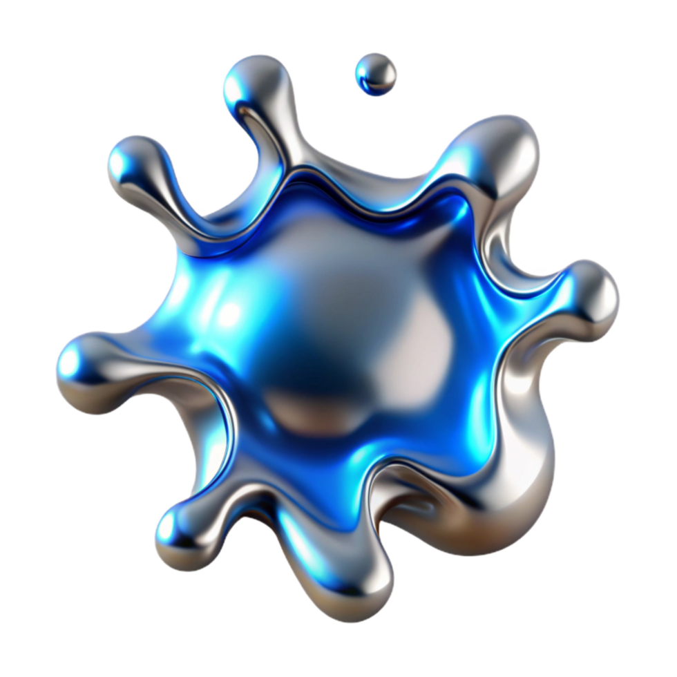 elegant classic Liquid Metal Splash Cutout on Transparent Background authentic png
