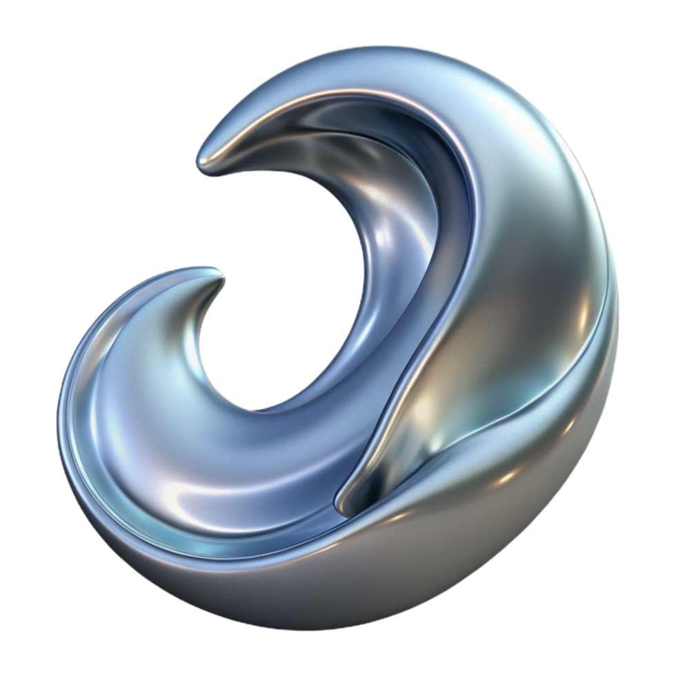 elegant creative Liquid Metal Wave Isolated with Transparent Background original png