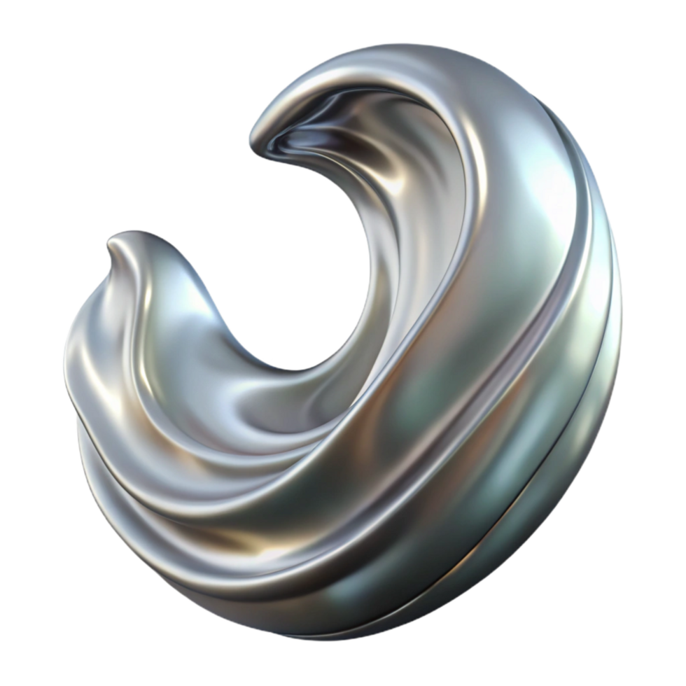 extraordinary minimalist Liquid Metal Wave Isolated with Transparent Background genuine png