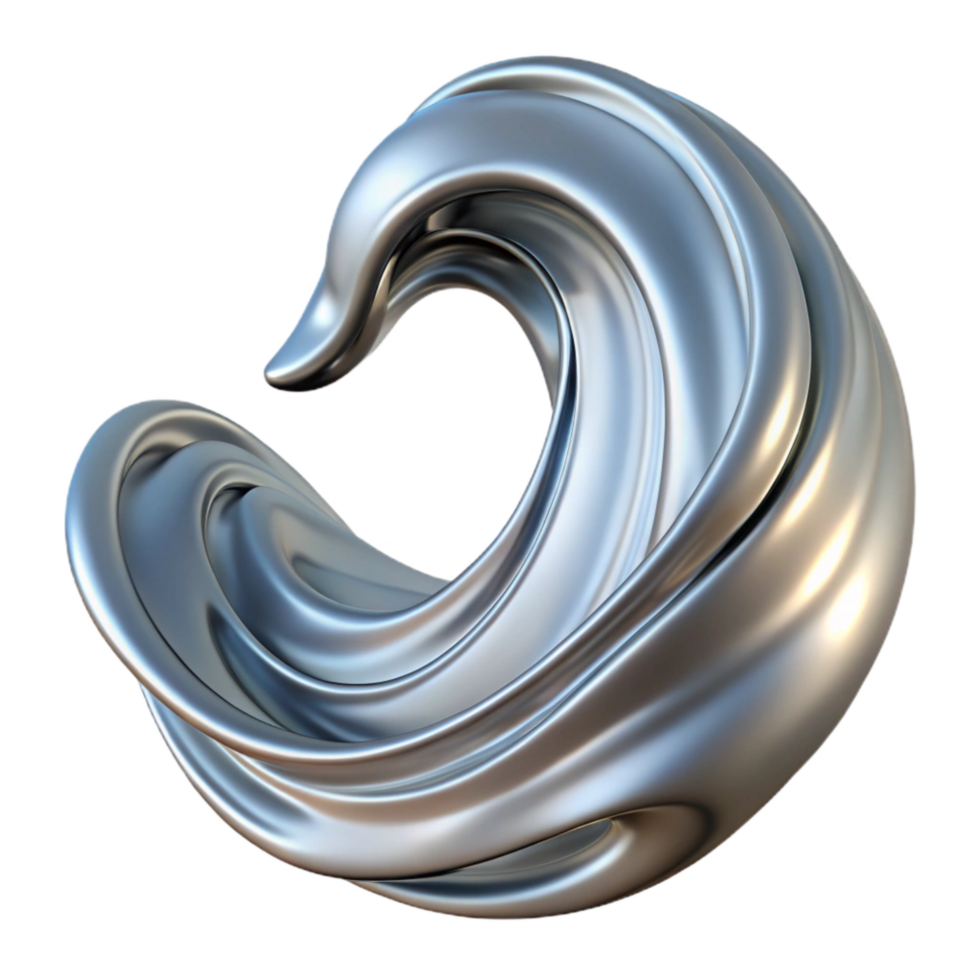 beautiful contemporary Liquid Metal Wave Isolated with Transparent Background png