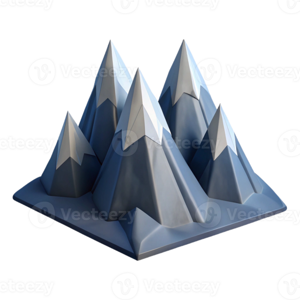 dramatic abstract Low Poly Aeropex Ascenders Mountain Landscape Isolated Cutout premium png
