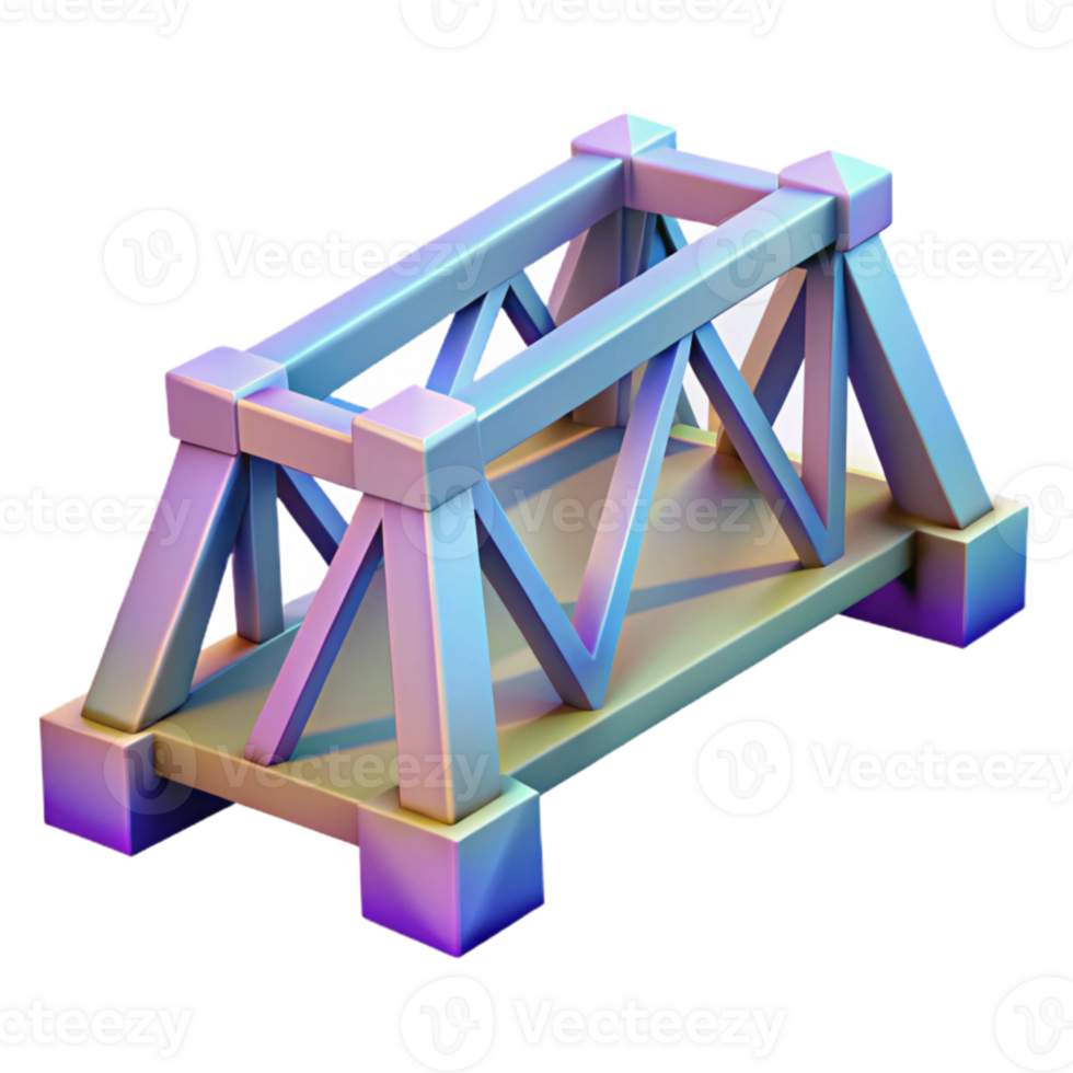 magnificent modern Low Poly Bridge Structure with Gradient Colors Isolated high quality png