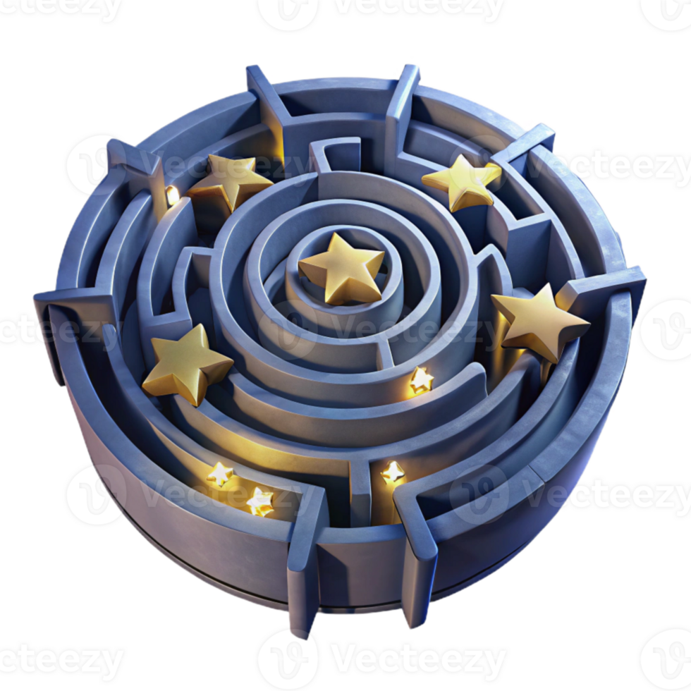 elegant rustic Luminari Labyrinth at Night Isolated with Realistic Stars authentic png