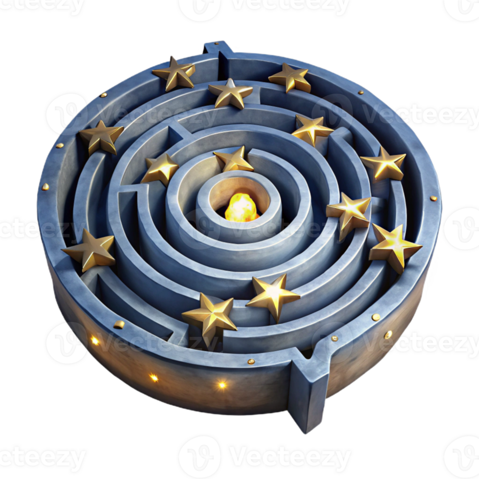 beautiful artistic Luminari Labyrinth at Night Isolated with Realistic Stars png