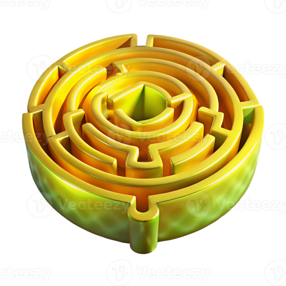 serene creative Luminari Labyrinth Isolated with Bright Yellow Pathways detailed png