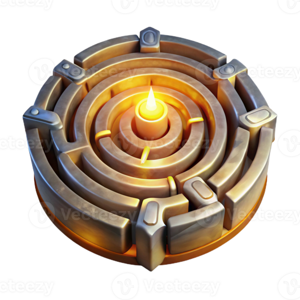 magnificent modern Luminari Labyrinth with Transparent Background and Warm Glow high quality png