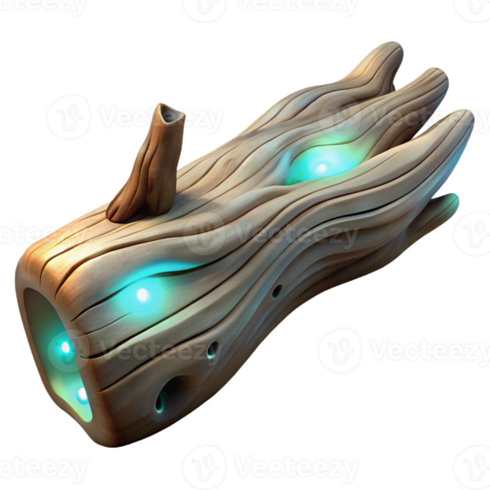 vibrant artistic Luminescent Driftwood Piece Cutout with Natural Texture professional png