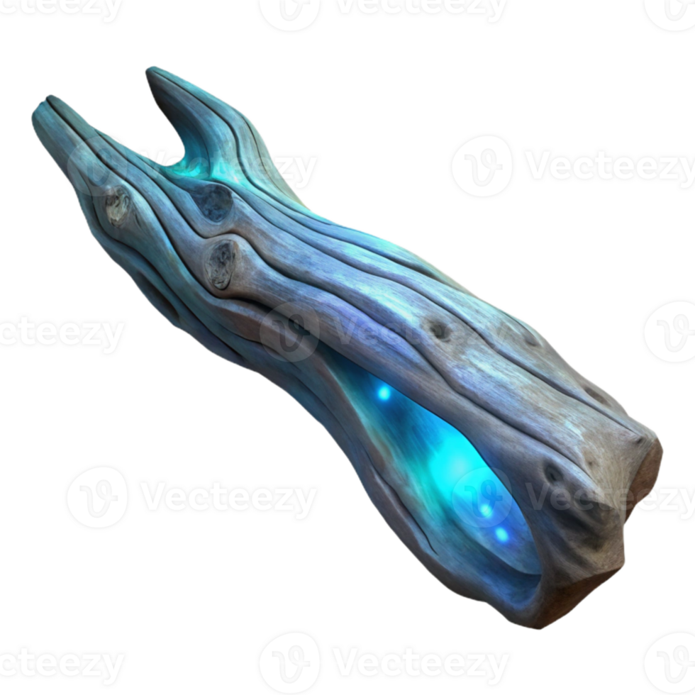 elegant abstract Luminescent Driftwood Side View Isolated high resolution png