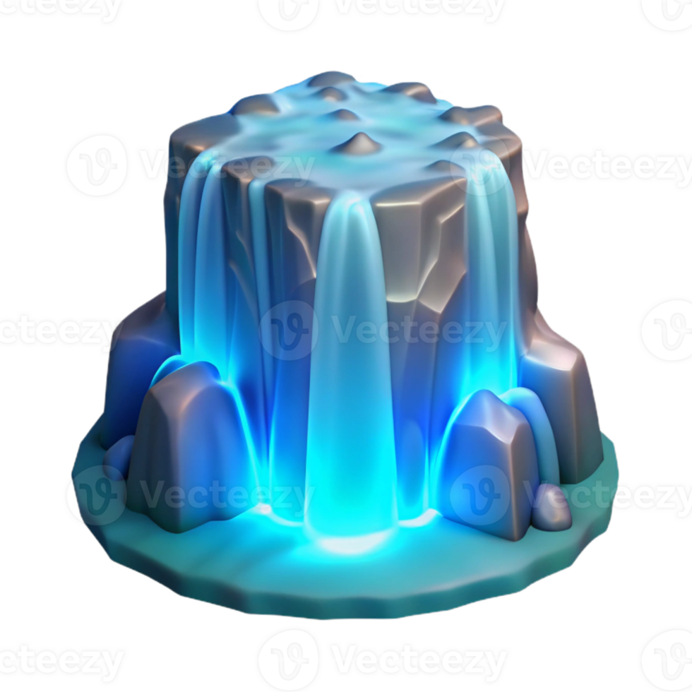 elegant vintage Luminescent Waterfall Cutout Soft Blue Glow authentic png