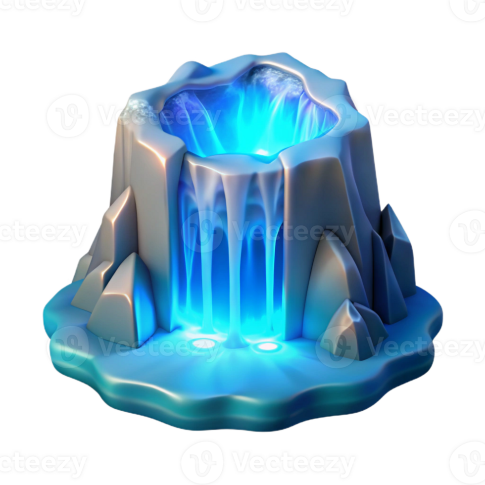 stunning contemporary Luminescent Waterfall Cutout Soft Blue Glow detailed png