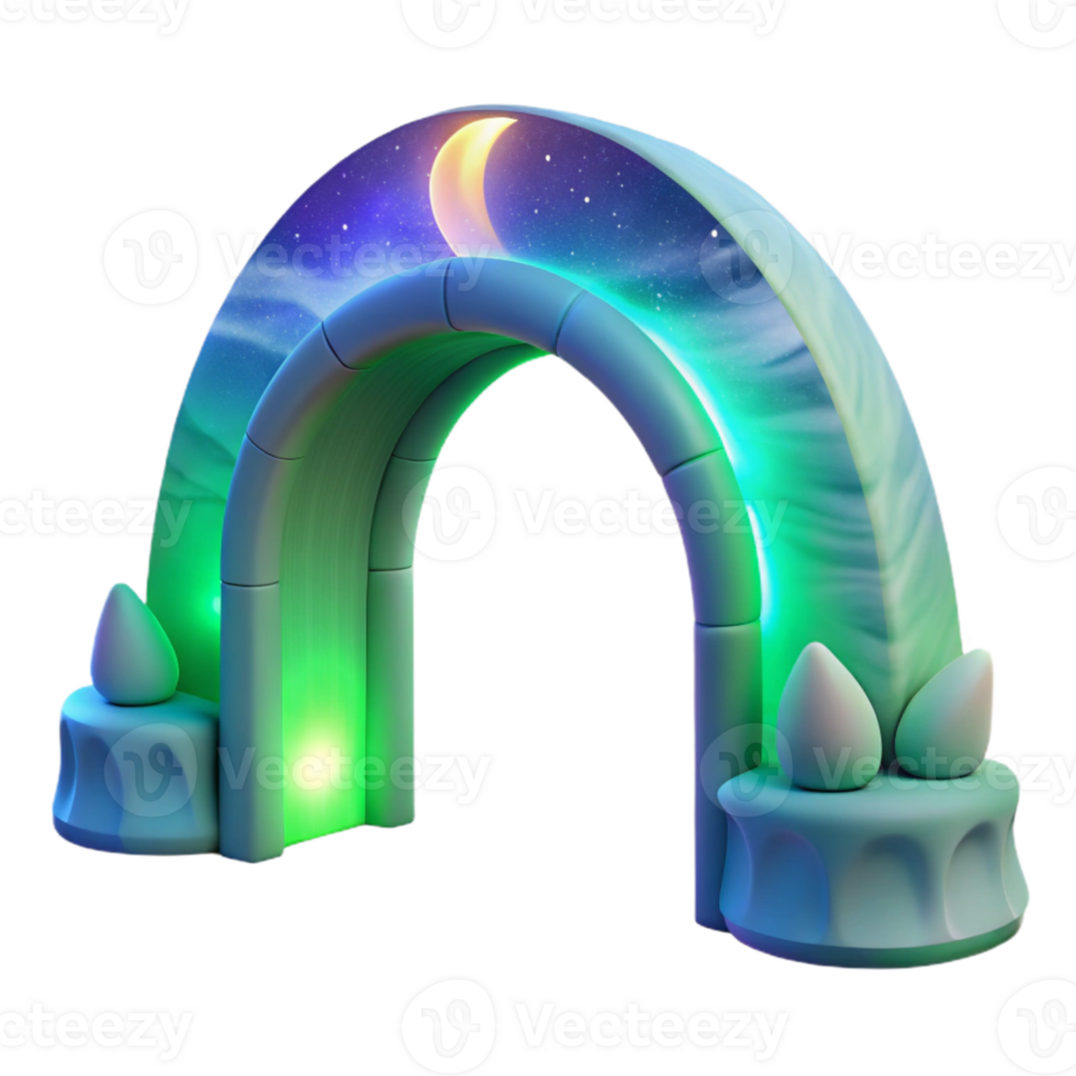 extraordinary artistic Luminous Aurora Arch Cutout Transparent Background Night Scene premium png