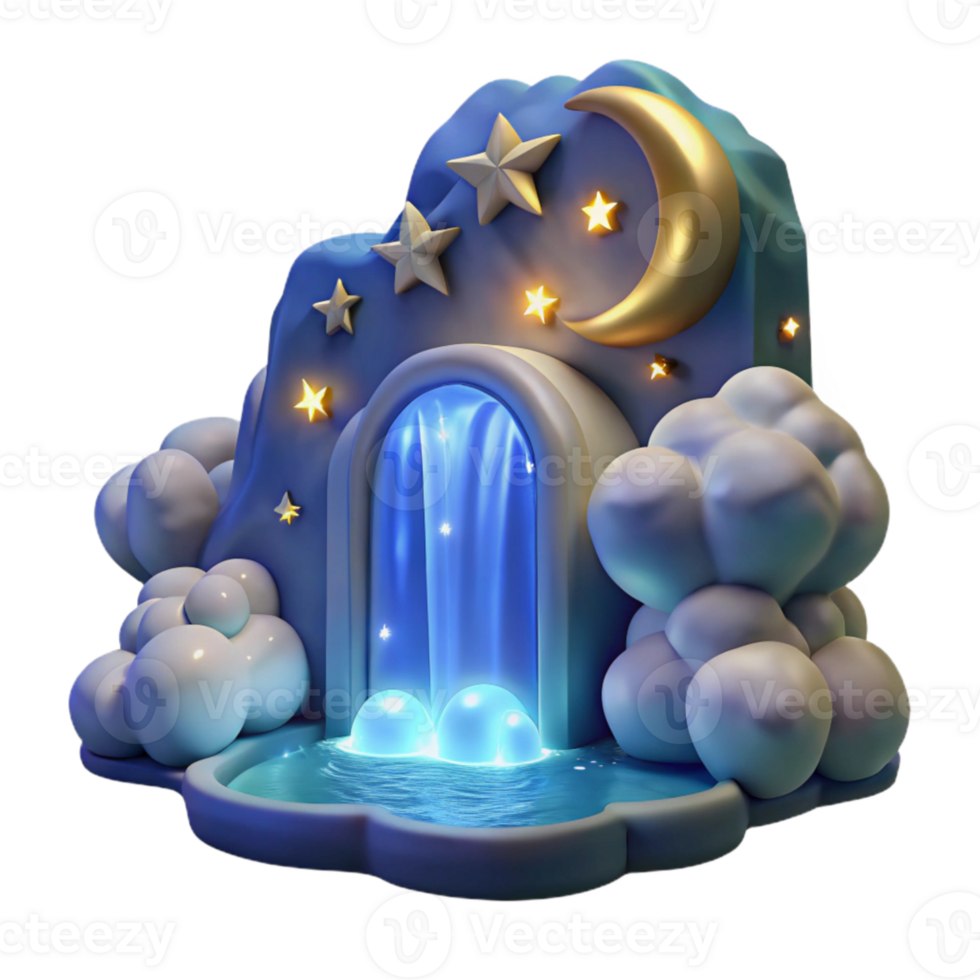elegant abstract Luminous Cascade Cutout Transparent Background Night Sky Scene genuine png