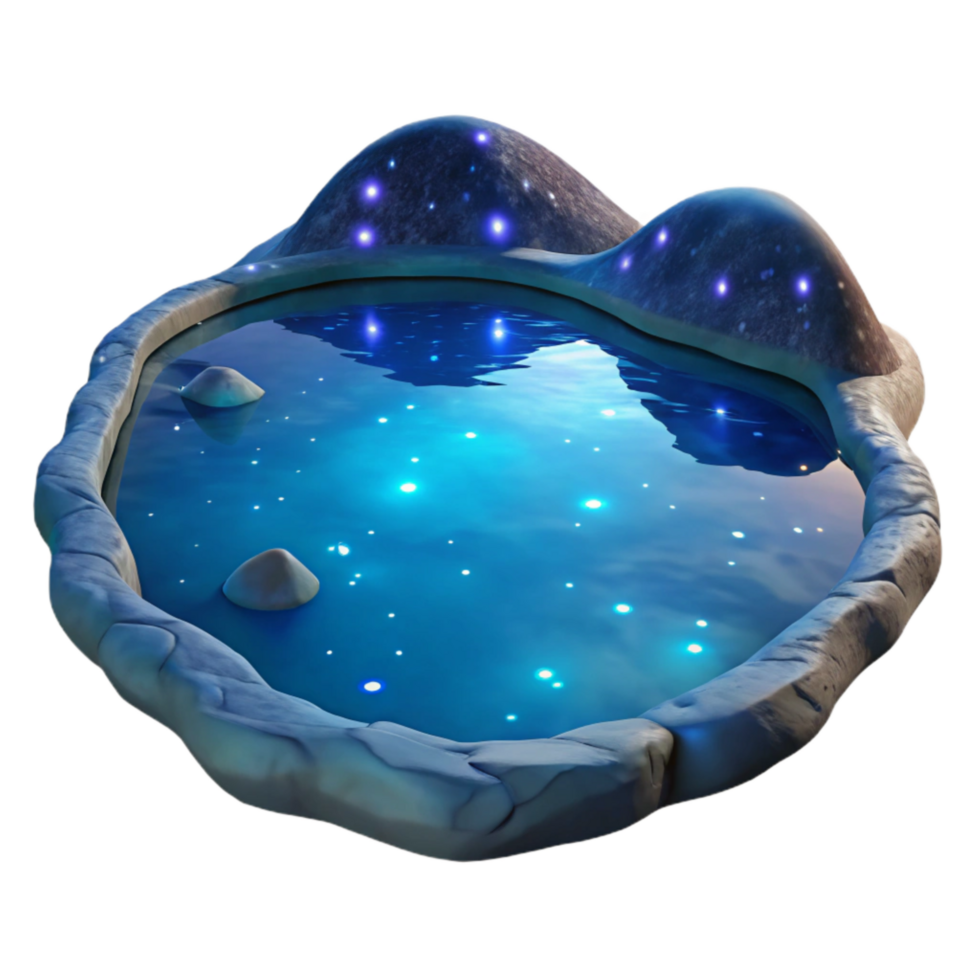 wonderful traditional Luminous Lagoon Waters Night Sky Reflection Isolated high resolution png